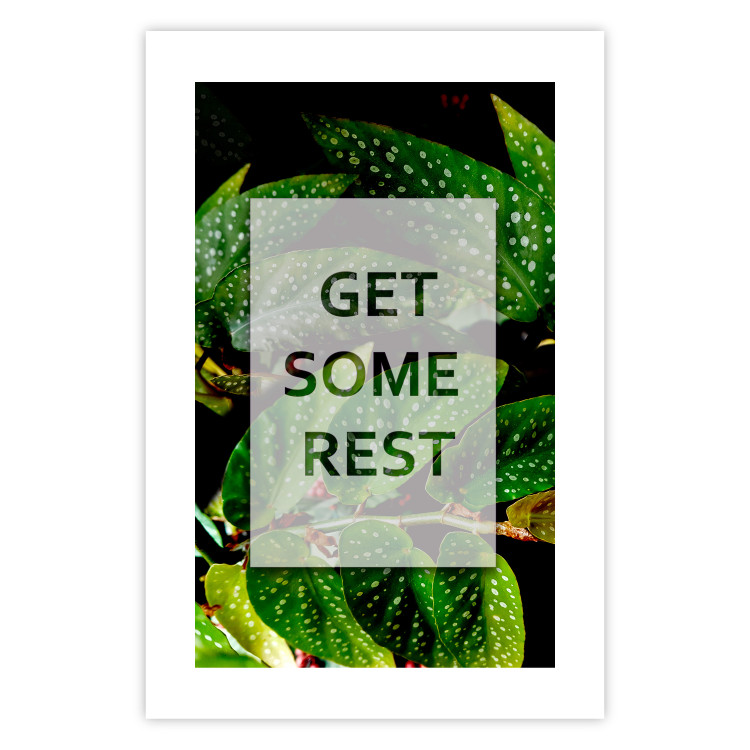 Poster Get Some Rest - English inscriptions in a white frame on a botanical background 127147 additionalImage 19