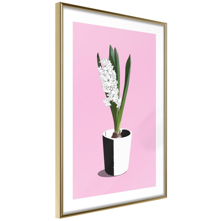 Poster Floral Delicacy - plant in a pot on a pink pastel background 127247 additionalImage 11