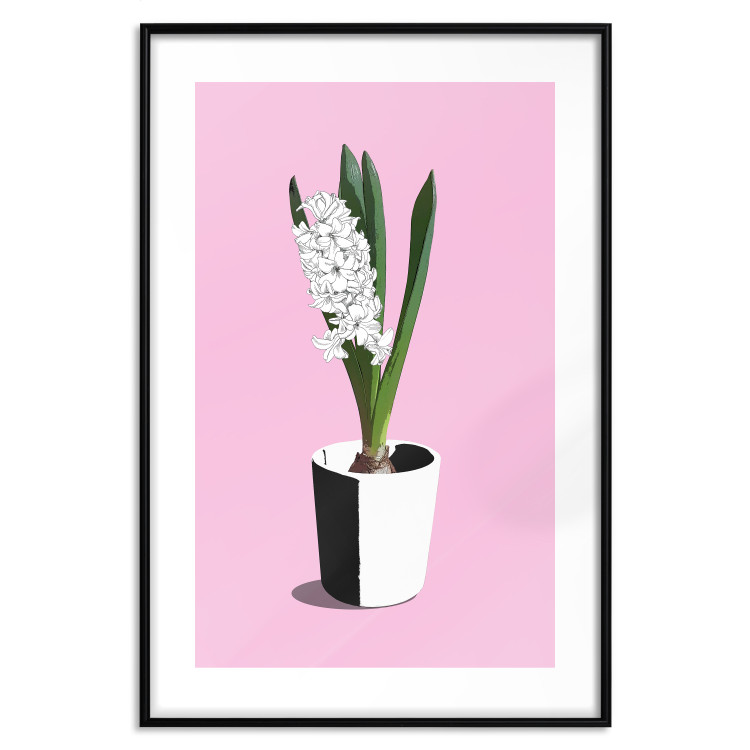 Poster Floral Delicacy - plant in a pot on a pink pastel background 127247 additionalImage 15