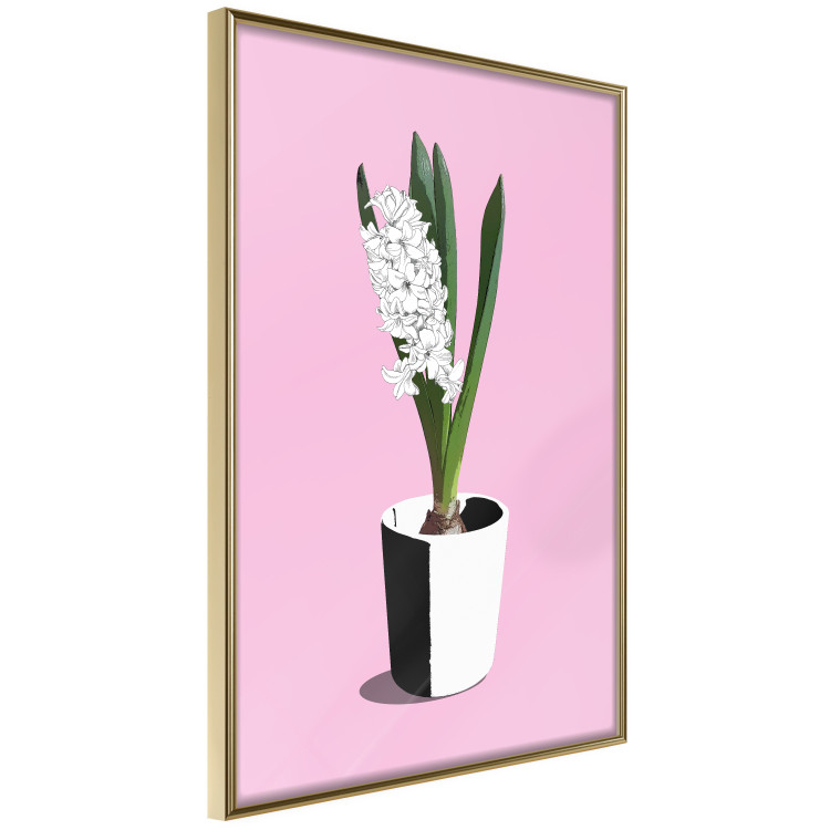 Poster Floral Delicacy - plant in a pot on a pink pastel background 127247 additionalImage 11