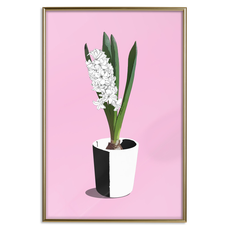 Poster Floral Delicacy - plant in a pot on a pink pastel background 127247 additionalImage 21
