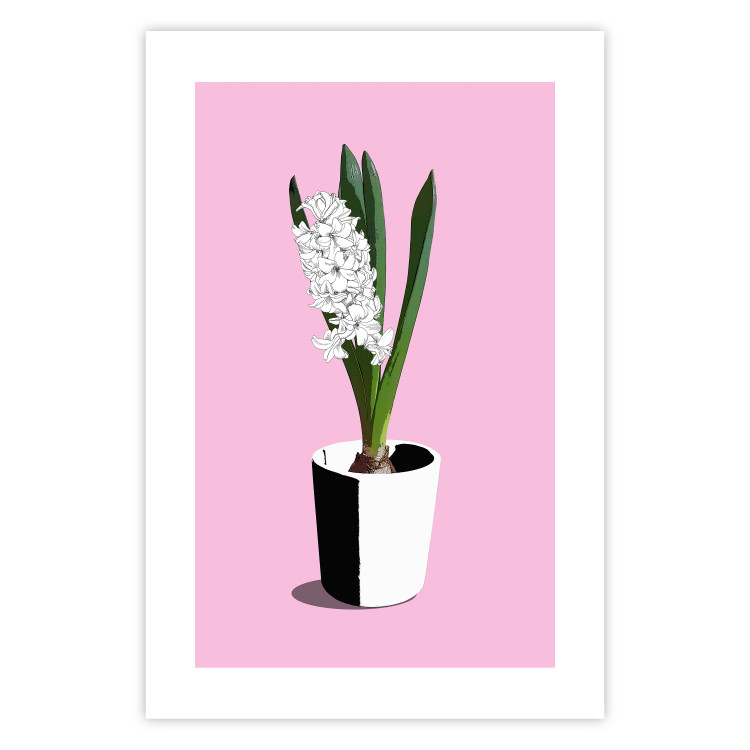 Poster Floral Delicacy - plant in a pot on a pink pastel background 127247 additionalImage 25