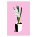 Poster Floral Delicacy - plant in a pot on a pink pastel background 127247