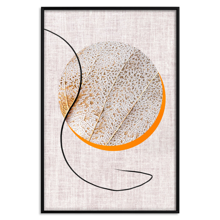 Poster Moonlight Etude - orange circle on a beige fabric texture 127347 additionalImage 16