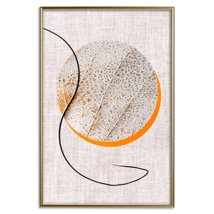 Poster Moonlight Etude - orange circle on a beige fabric texture 127347 additionalImage 17
