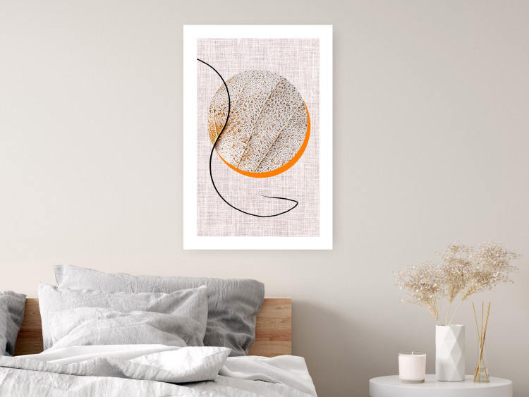 Poster Moonlight Etude - orange circle on a beige fabric texture 127347 additionalImage 7