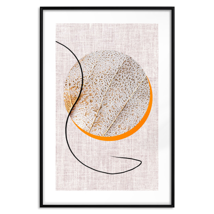 Poster Moonlight Etude - orange circle on a beige fabric texture 127347 additionalImage 15
