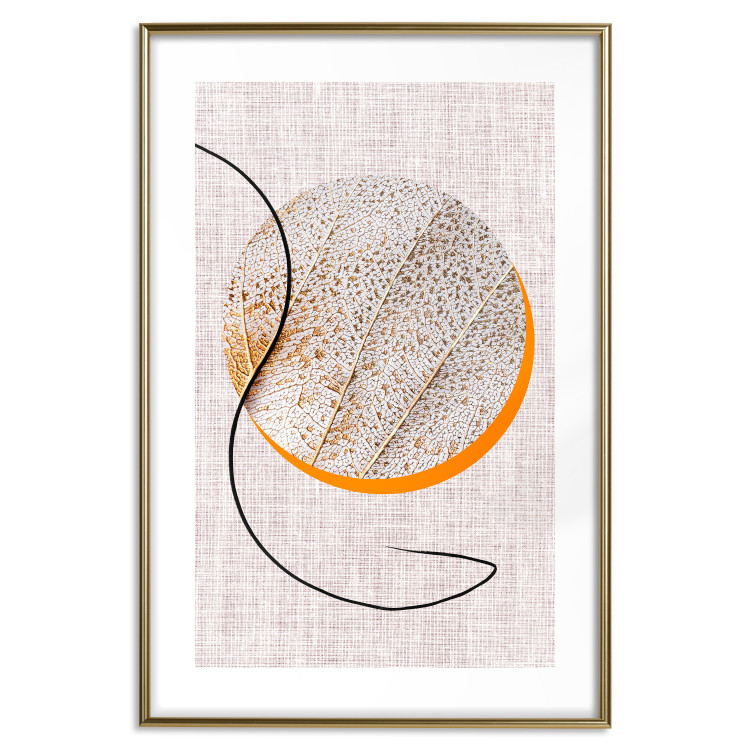 Poster Moonlight Etude - orange circle on a beige fabric texture 127347 additionalImage 14