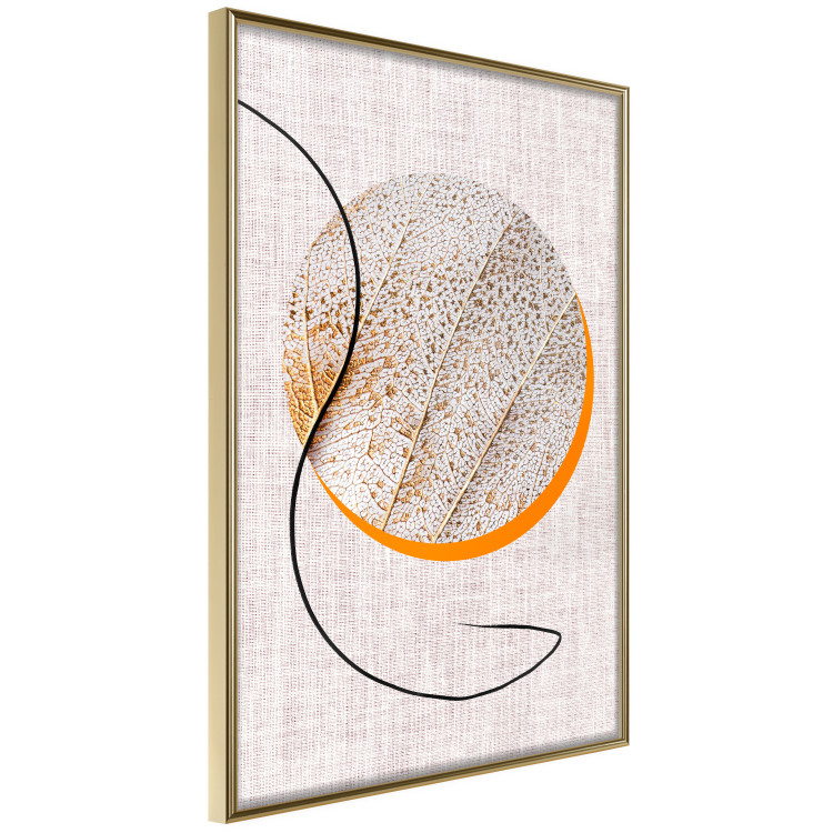 Poster Moonlight Etude - orange circle on a beige fabric texture 127347 additionalImage 3
