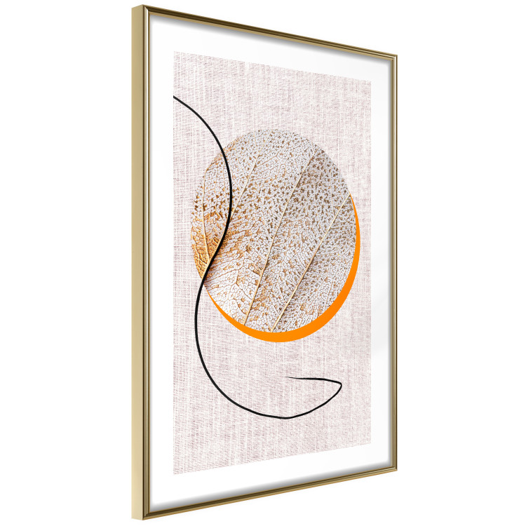 Poster Moonlight Etude - orange circle on a beige fabric texture 127347 additionalImage 11