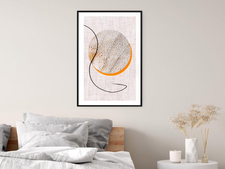 Poster Moonlight Etude - orange circle on a beige fabric texture 127347 additionalImage 18