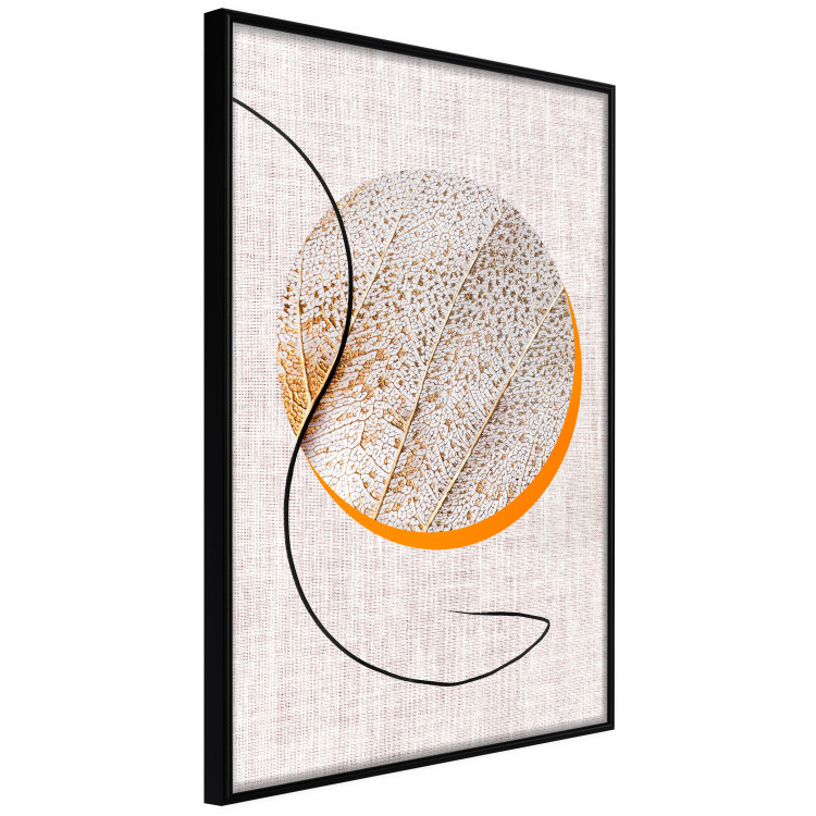 Poster Moonlight Etude - orange circle on a beige fabric texture 127347 additionalImage 2