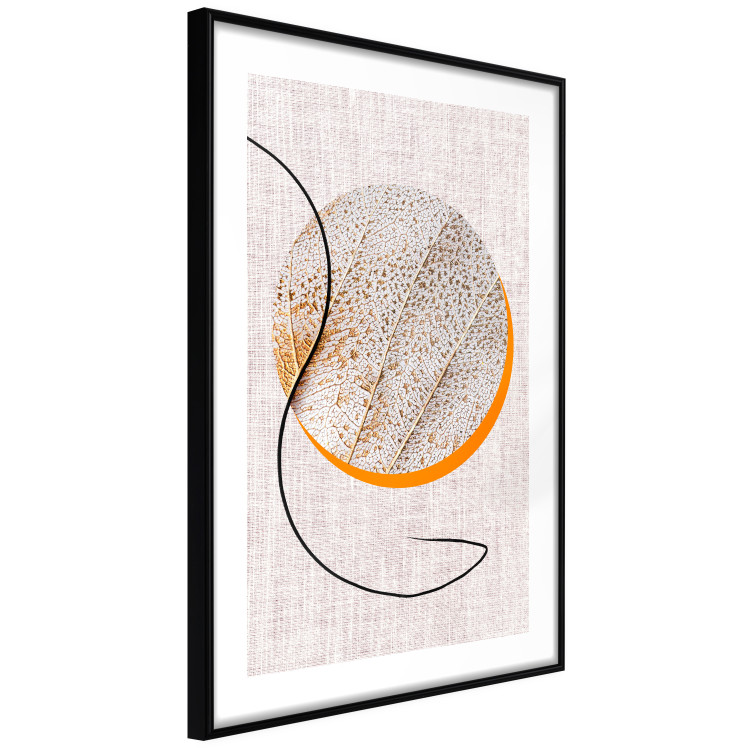 Poster Moonlight Etude - orange circle on a beige fabric texture 127347 additionalImage 12