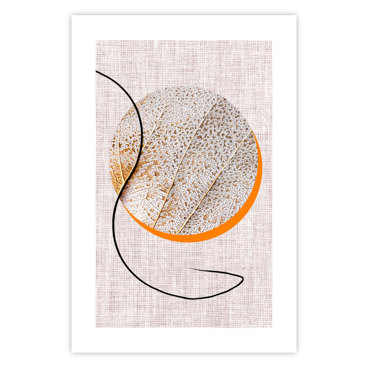 Poster Moonlight Etude - orange circle on a beige fabric texture 127347 additionalImage 19