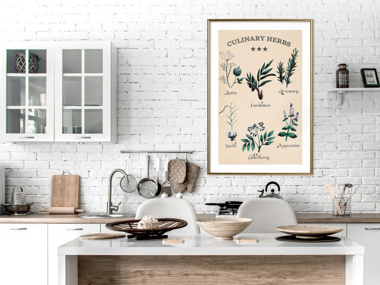 Poster Kitchen Herbs - composition of edible plants with black labels 129547 additionalImage 13