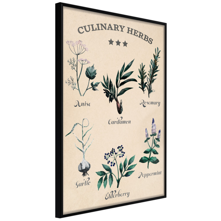 Poster Kitchen Herbs - composition of edible plants with black labels 129547 additionalImage 11