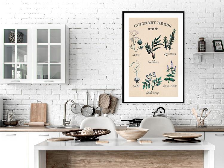 Poster Kitchen Herbs - composition of edible plants with black labels 129547 additionalImage 18