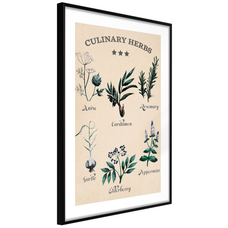 Poster Kitchen Herbs - composition of edible plants with black labels 129547 additionalImage 6