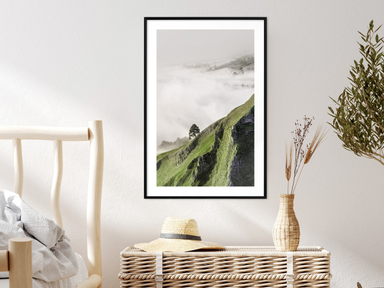 Poster Tree Above the Clouds - mountain landscape of a cliff and trees above the clouds 130347 additionalImage 23