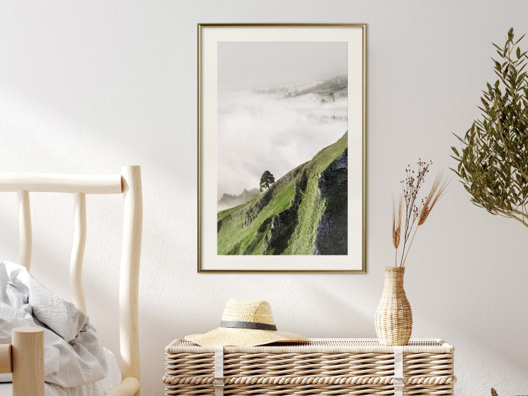 Poster Tree Above the Clouds - mountain landscape of a cliff and trees above the clouds 130347 additionalImage 22