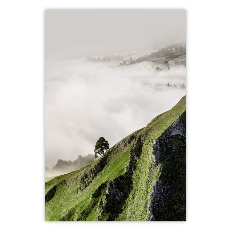 Poster Tree Above the Clouds - mountain landscape of a cliff and trees above the clouds 130347