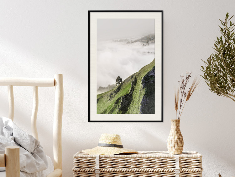 Poster Tree Above the Clouds - mountain landscape of a cliff and trees above the clouds 130347 additionalImage 24
