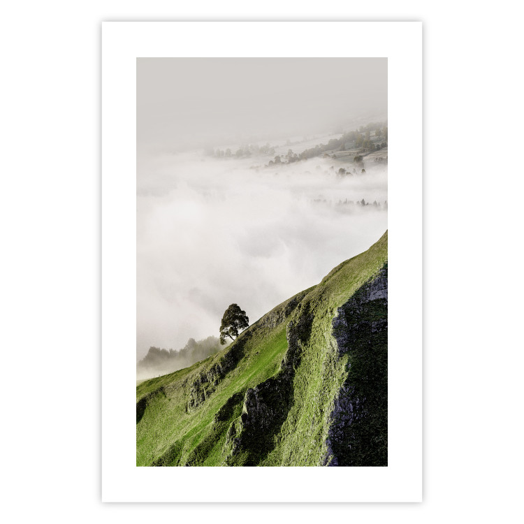 Poster Tree Above the Clouds - mountain landscape of a cliff and trees above the clouds 130347 additionalImage 25
