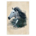 Poster Messenger of Freedom - gray horse surrounded by nature on a beige texture 130447