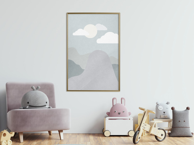 Poster Mountain Adventure - mountain landscape with sky and cloud in gray tones 130547 additionalImage 8