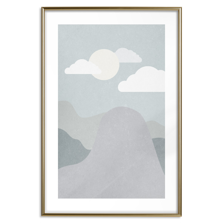 Poster Mountain Adventure - mountain landscape with sky and cloud in gray tones 130547 additionalImage 14
