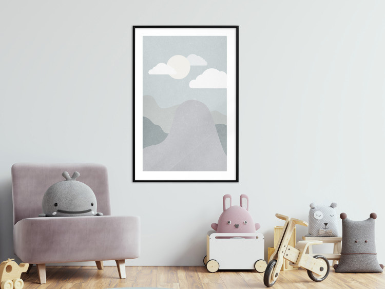 Poster Mountain Adventure - mountain landscape with sky and cloud in gray tones 130547 additionalImage 23