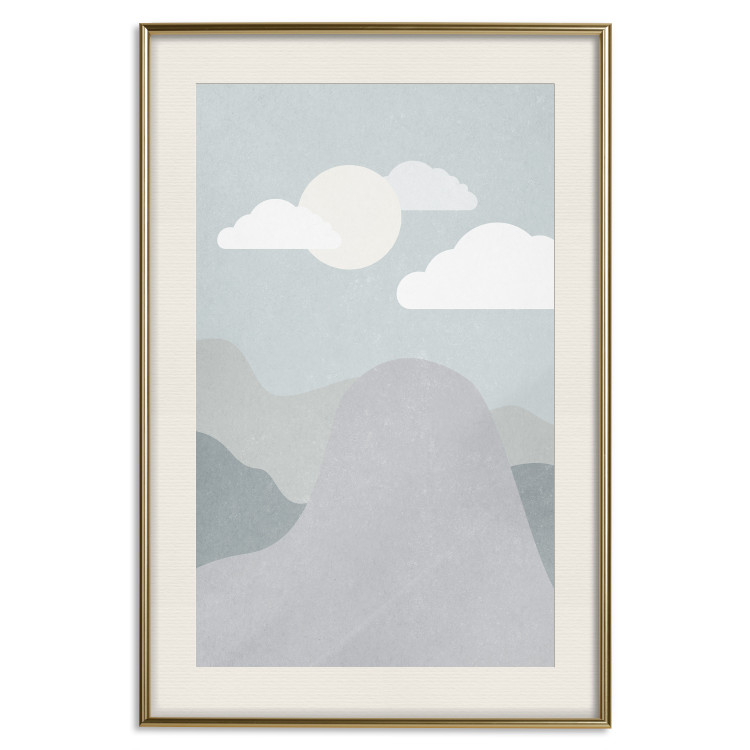 Poster Mountain Adventure - mountain landscape with sky and cloud in gray tones 130547 additionalImage 20