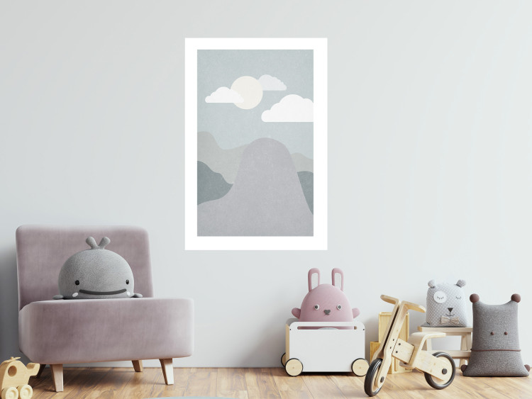 Poster Mountain Adventure - mountain landscape with sky and cloud in gray tones 130547 additionalImage 7