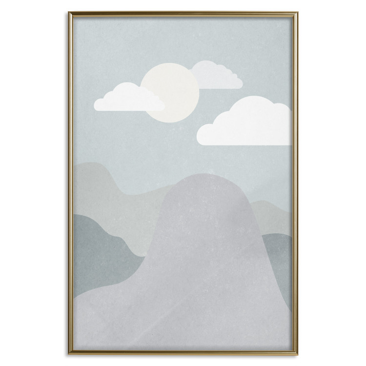 Poster Mountain Adventure - mountain landscape with sky and cloud in gray tones 130547 additionalImage 21