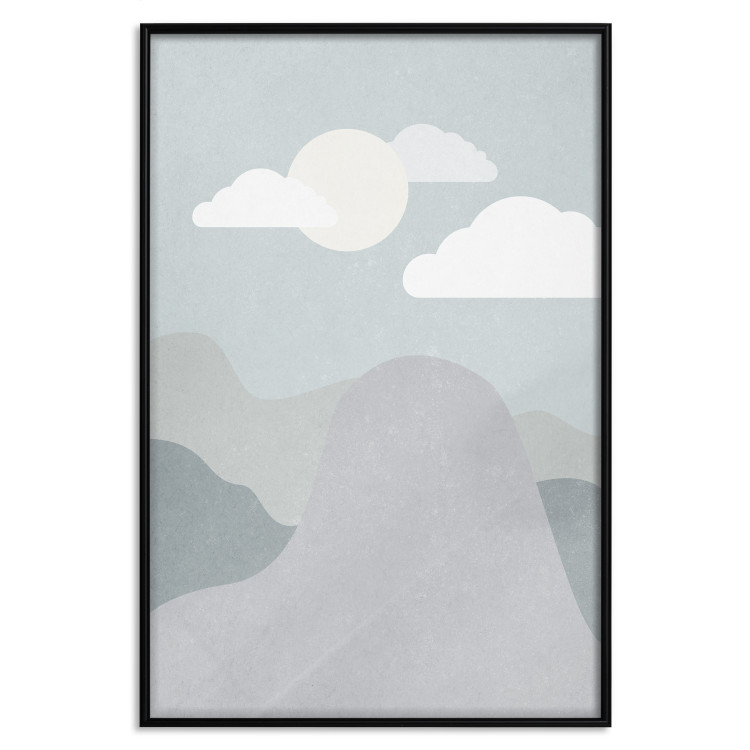 Poster Mountain Adventure - mountain landscape with sky and cloud in gray tones 130547 additionalImage 18
