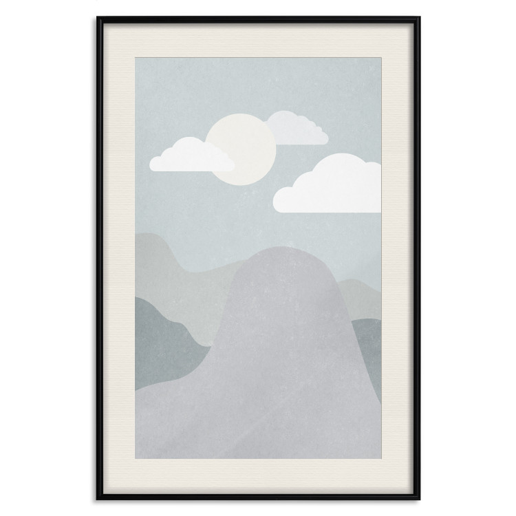Poster Mountain Adventure - mountain landscape with sky and cloud in gray tones 130547 additionalImage 19