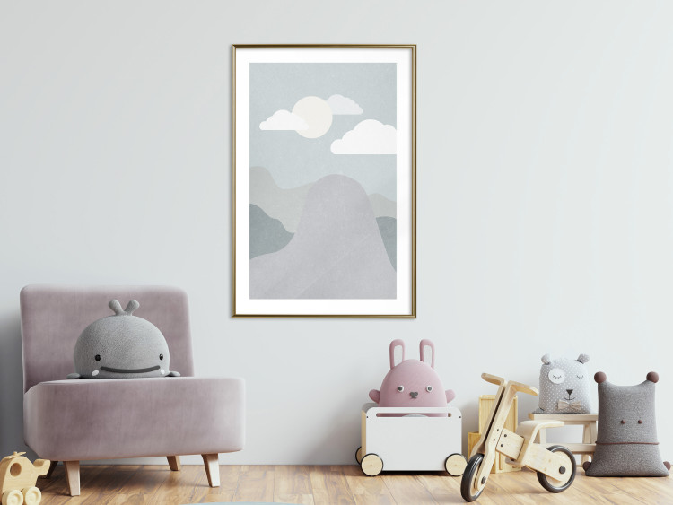 Poster Mountain Adventure - mountain landscape with sky and cloud in gray tones 130547 additionalImage 13