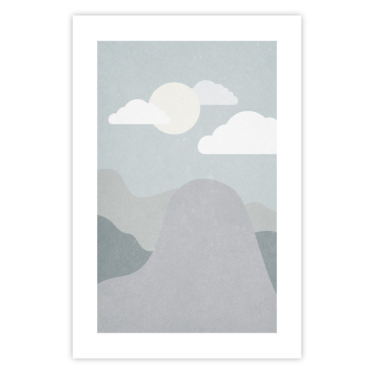 Poster Mountain Adventure - mountain landscape with sky and cloud in gray tones 130547 additionalImage 25