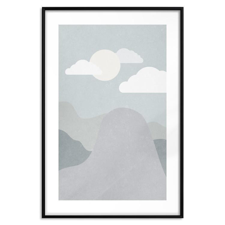 Poster Mountain Adventure - mountain landscape with sky and cloud in gray tones 130547 additionalImage 15