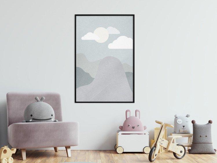 Poster Mountain Adventure - mountain landscape with sky and cloud in gray tones 130547 additionalImage 7