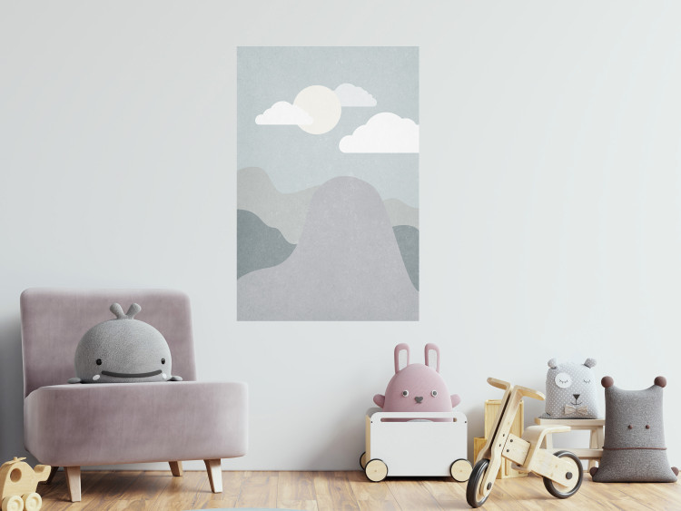 Poster Mountain Adventure - mountain landscape with sky and cloud in gray tones 130547 additionalImage 5