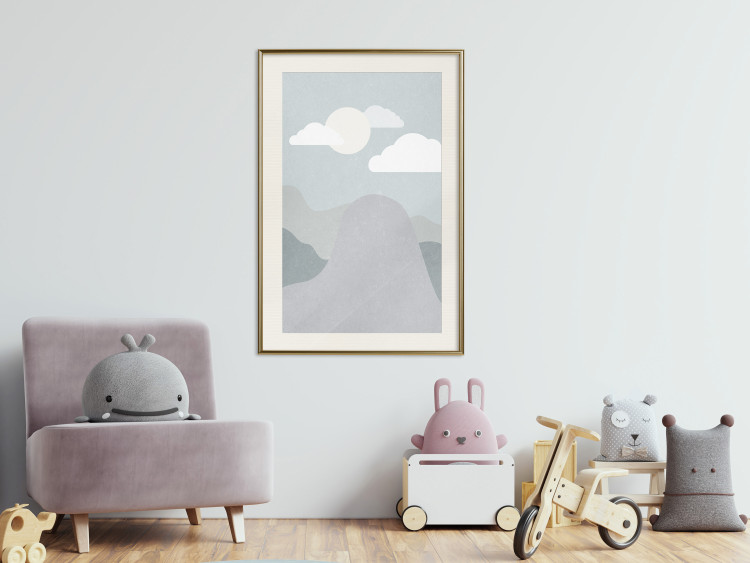 Poster Mountain Adventure - mountain landscape with sky and cloud in gray tones 130547 additionalImage 22