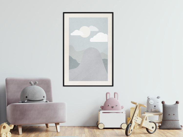 Poster Mountain Adventure - mountain landscape with sky and cloud in gray tones 130547 additionalImage 24