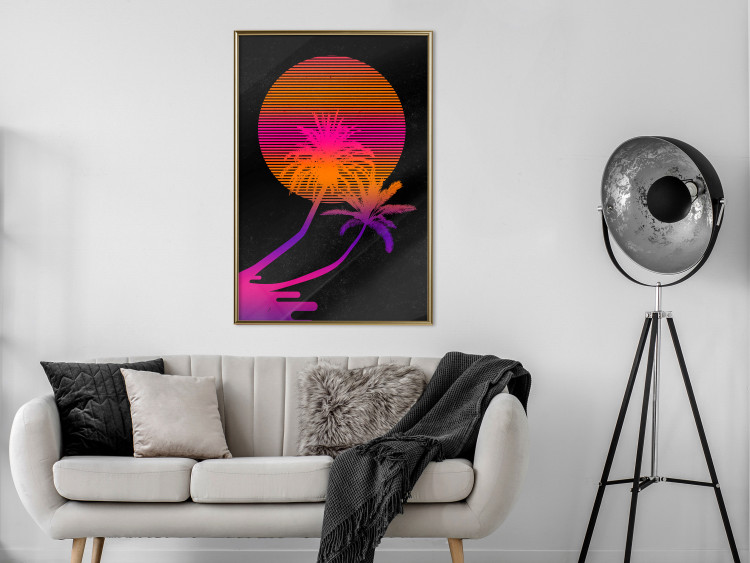 Poster Palm at Sunrise - landscape of the sun and palm trees in an abstract motif 131847 additionalImage 5