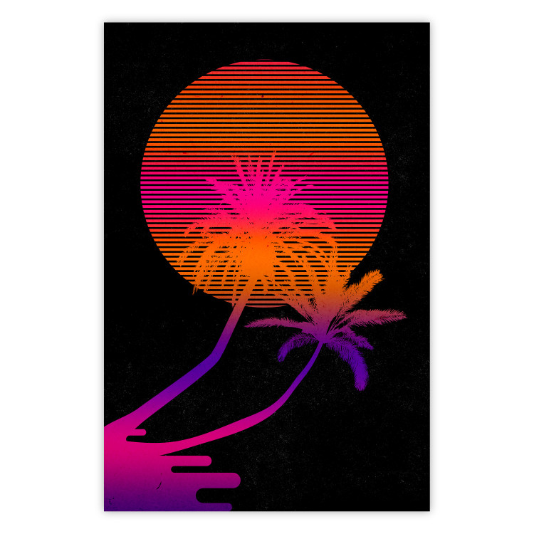 Poster Palm at Sunrise - landscape of the sun and palm trees in an abstract motif 131847