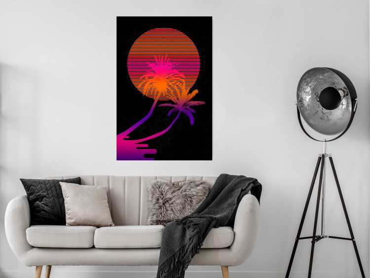 Poster Palm at Sunrise - landscape of the sun and palm trees in an abstract motif 131847 additionalImage 2