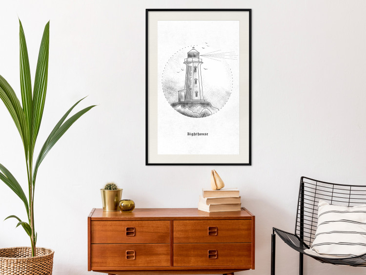 Wall Poster Black and White Lighthouse - black and white lighthouse on a white background 131947 additionalImage 16