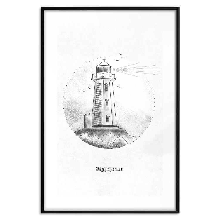 Wall Poster Black and White Lighthouse - black and white lighthouse on a white background 131947 additionalImage 19