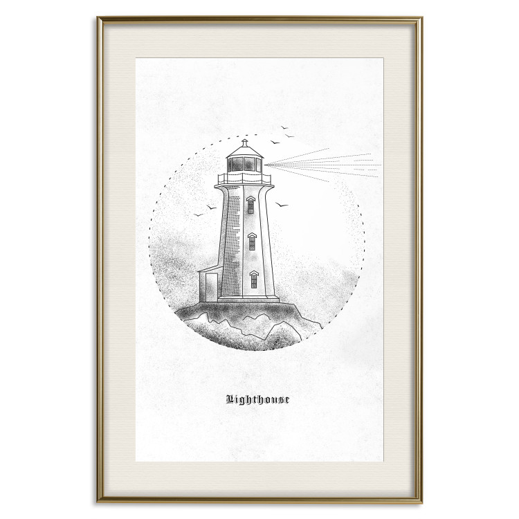 Wall Poster Black and White Lighthouse - black and white lighthouse on a white background 131947 additionalImage 22