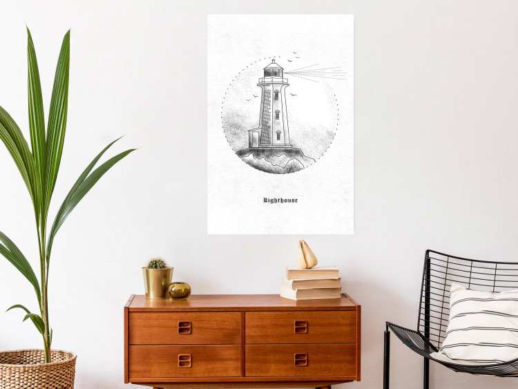 Wall Poster Black and White Lighthouse - black and white lighthouse on a white background 131947 additionalImage 4